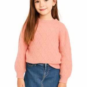 jersey niña punto calado rosa Zippy con hombros caídos