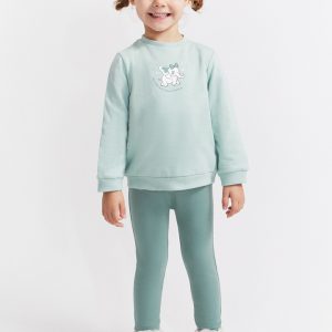 Conjunto bebé niña sudadera y leggings con estampado de elefante