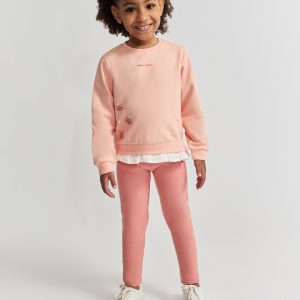 Conjunto bebé niña sudadera y leggings Street Monkey con estampado de gato