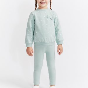 Conjunto bebé niña sudadera y leggings con estampado de patitos