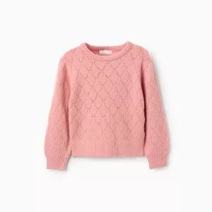 jersey niña punto calado rosa Zippy con hombros caídos