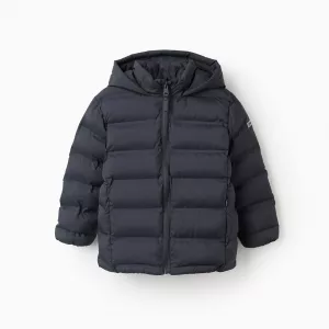 Chaqueta acolchada gris oscuro para niño con capucha y bolsillos Zippy