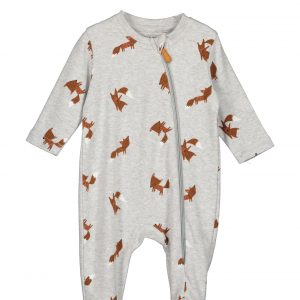Pelele recién nacido gris con estampado de zorro