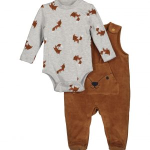 Conjunto recién nacido con body estampado de zorro