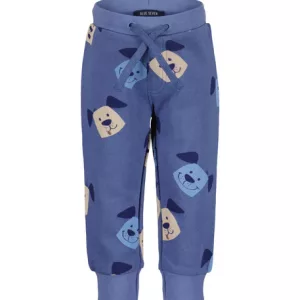 Pantalón chándal bebé con estampado de perros, 100% algodón suave, cintura con cordón y puños elásticos.