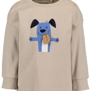 Camiseta bebé niño manga larga beige con perro Blue Seven