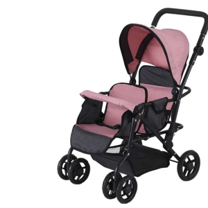 Carrito gemelar rosa y negro
