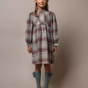 Vestido de algodón con volantes y cuadros