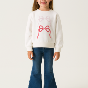 Sudadera de Algodón con Lazos Bordados